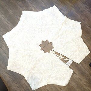 Martha Stewart Off White Snowflake Quilted Christmas Tree Skirt 40"